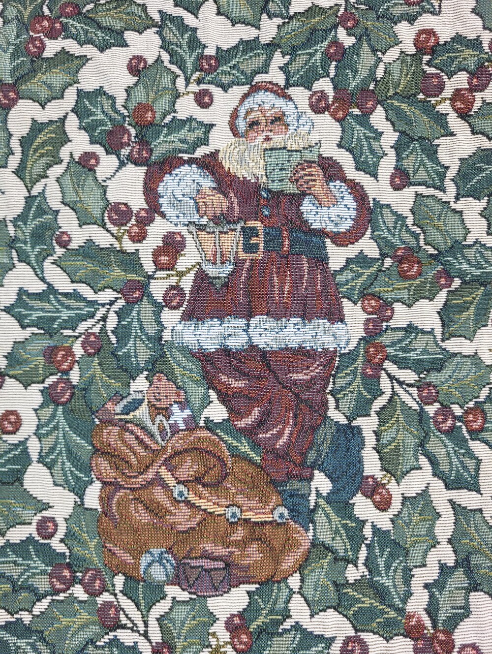 Festive Santa Claus Christmas Green Holly Print V-Neck Women's Vest - Picture 4 of 5